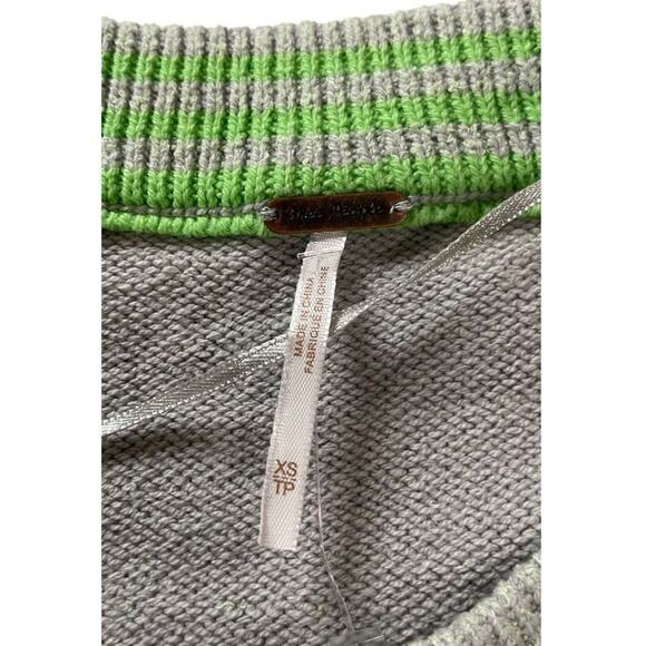 Free People‎ Street Fair Tunic Lime Grey Combo Oversized Sweater XS New - Picture 8 of 15